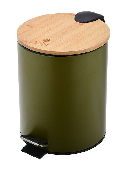 Estia Metallic Toilet Bin with Soft Close Lid 5lt Green