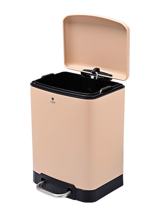 Estia Inox Toilet Bin with Soft Close Lid 6lt Beige