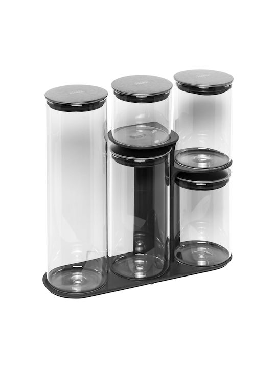 Joseph Joseph Podium Set 5pcs Jars General Use with Airtight Lid & Base Glass 32.6cm