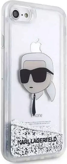 Karl Lagerfeld Glitter Karl Head Back Cover Plastic / Silicon Argintiu (iPhone 8/7)