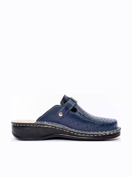 Vesna Men's Leather Anatomic Clogs Blue