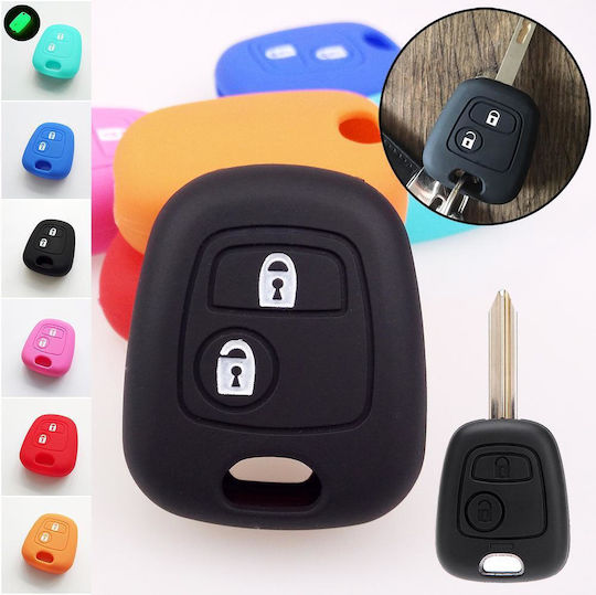 Car Key Cover Case made of with 2 Buttons for Peugeot / Citroen / Toyota in Blue Color