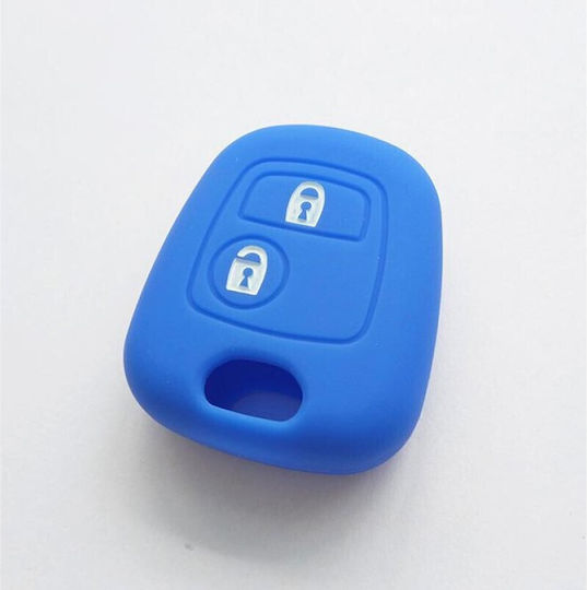 Car Key Cover Case made of with 2 Buttons for Peugeot / Citroen / Toyota in Blue Color