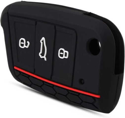 Car Key Cover Case made of with 3 Buttons for Skoda / Seat / VW in Black Color