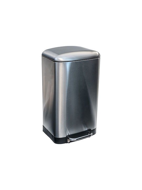 Estia Soft Close Mülleimer Metallisch mit Pedal Inox Matt 30lt