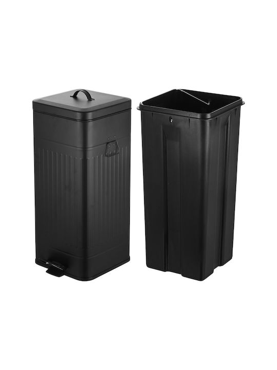 Estia Soft Close Waste Bin Waste Metallic with Pedal Black 30lt 1pcs