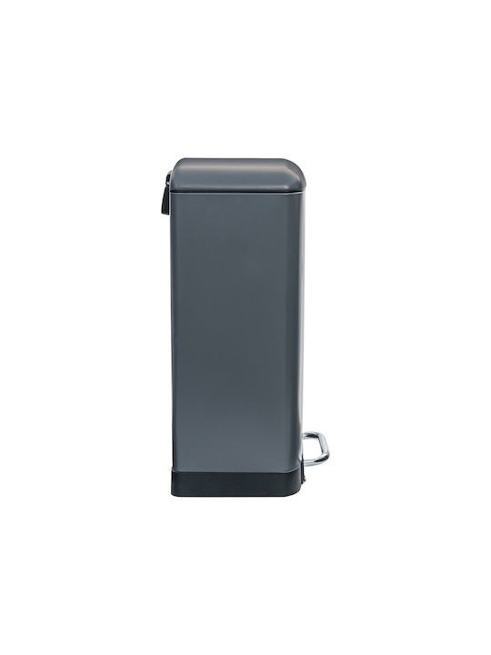Estia Soft Close Κάδος Απορριμμάτων Μεταλλικός με Πεντάλ Grey Matte 30lt