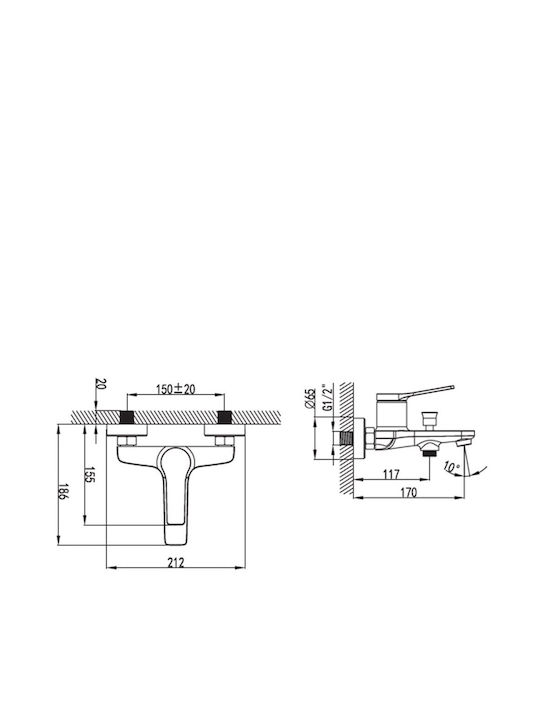 Karag Andare Mixing Bathtub Shower Faucet Complete Set White
