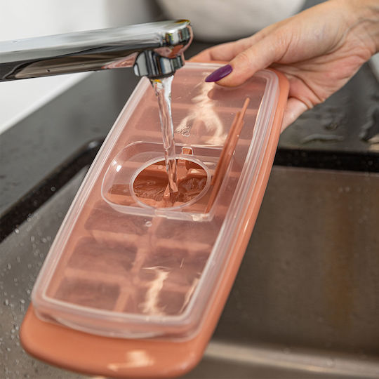 Estia Ice Tray Rectangular Plastic 14 Slots with Lid Pink 01-15046