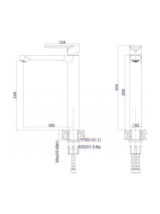 Inter Ceramic Mixing Tall Sink Faucet Gray