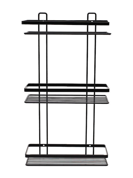Estia Elegant Wall Mounted Bathroom Shelf Inox with 3 Shelves 20.1x20.1x53.6cm Black