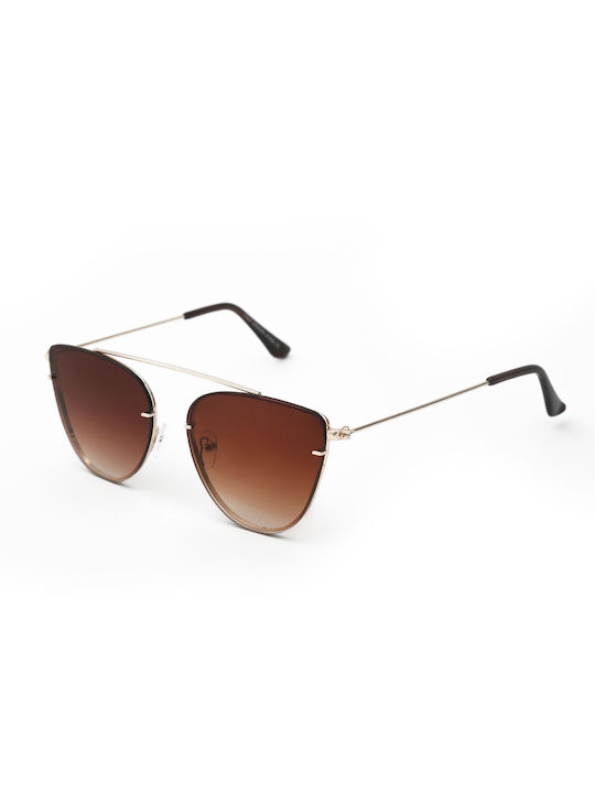 V-store Sunglasses with Gold Metal Frame and Brown Gradient Lens 20.524GOLDCOFFEE