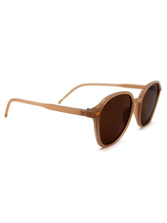 V-store Women's Sunglasses with Beige Plastic Frame and Brown Polarized Lens 3902