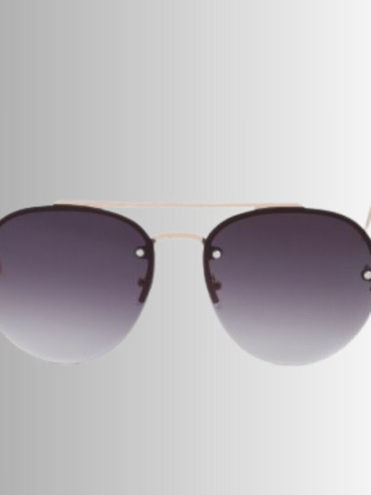 V-store Unisex Sunglasses with Rose Gold Metal Frame and Purple Gradient Lens 20.526GOLDBLACK