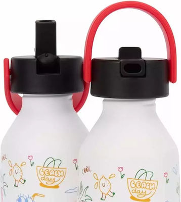 Hello Hossy Kinder Trinkflasche Thermos Rostfreier Stahl mit Strohhalm 350ml