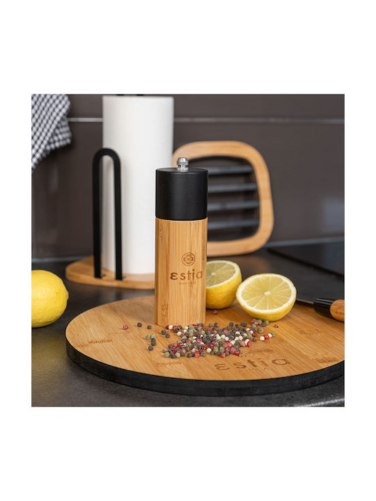 Estia Bamboo Essentials Χειροκίνητος Μύλος Μπαχαρικών Ξύλινος σε Μαύρο Χρώμα 16cm