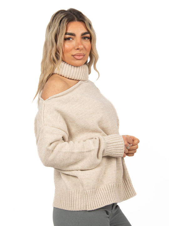 Beige Off-Shoulder Sweater