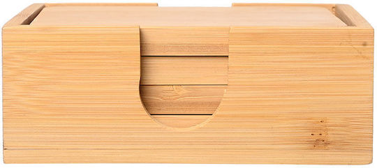 Estia Bamboo Essentials Σουβέρ Ξύλινο με Βάση Μπεζ 11x11cm 4τμχ