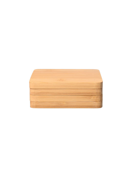 Estia Bamboo Essentials Σουβέρ Ξύλινο με Βάση Μπεζ 11x11cm 4τμχ