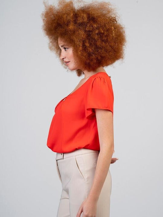 Bellino Georgette Blouse with Coral Jewelry