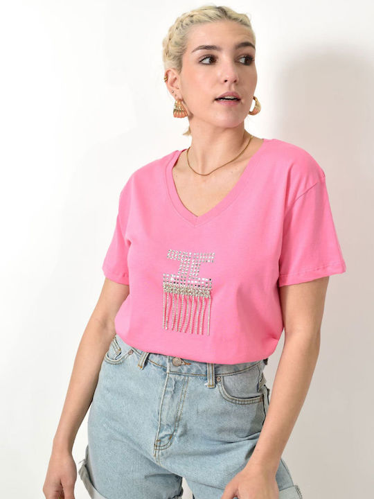 T-shirt Strass Pink 24152