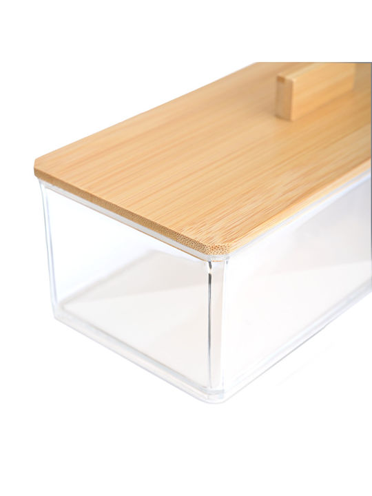 Bamboo Rectangular Storage And Organization Box 23.3x9.4x8.8cm With Lid