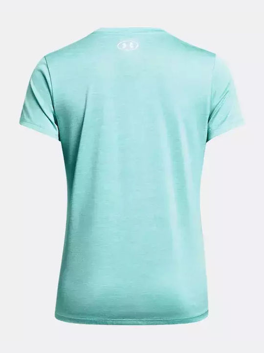 Under Armour Damen Sportliche Bluse Kurzärmelig mit V-Ausschnitt Radial Turquoise