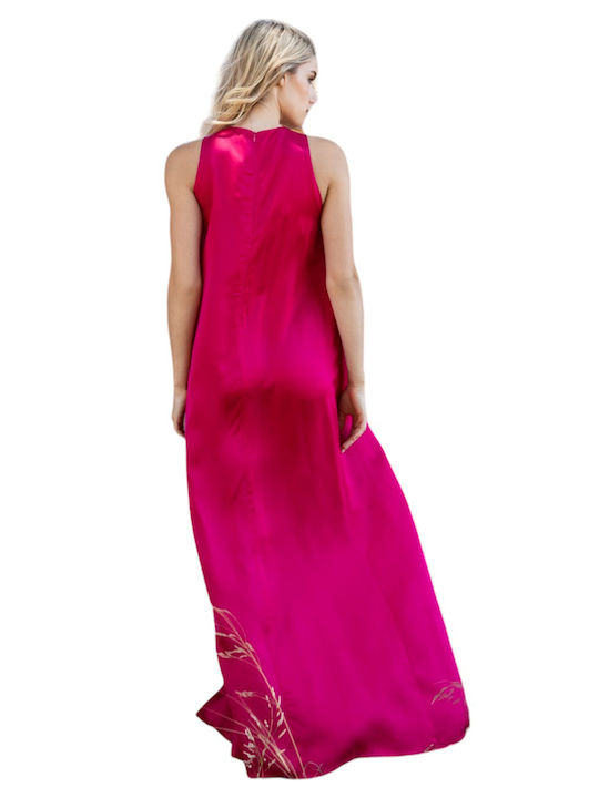 Aggel Maxi Rochie de Seară Satin cu Slit Pink