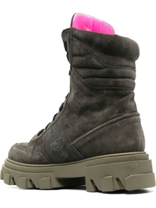 Wildleder Stiefeletten Damen Khaki