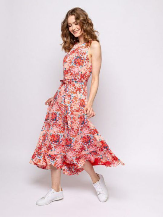 Heavy Tools Floral Sleeveless Dress 472/valetta Coral