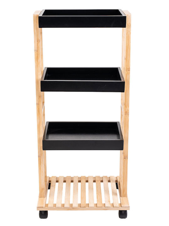 Estia Bamboo Essentials Wooden Kitchen Trolley 3 Tiers Black 40x30x88cm