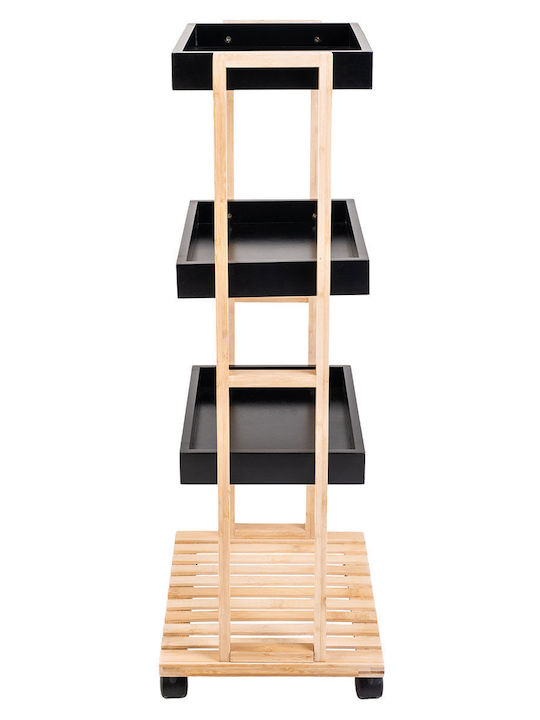 Estia Bamboo Essentials Wooden Kitchen Trolley 3 Tiers Black 40x30x88cm