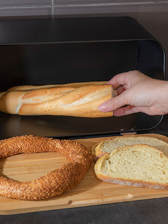 Estia ESSENTIALS Bread Box with Lid made of Bamboo Black 34.5x19x17cm