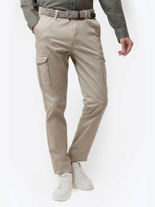 The Bostonians Men's Trousers Cargo Elastic in Regular Fit Beige