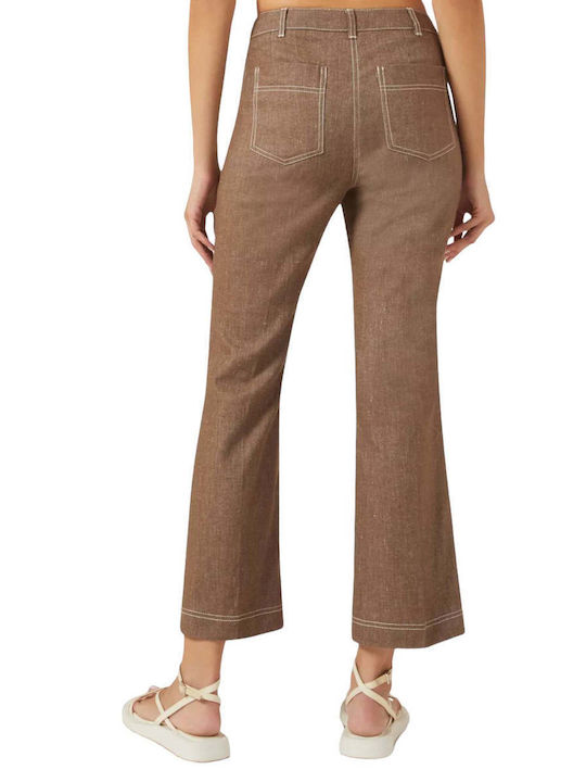 Marella Damen Stoff Hose Schlag Braun