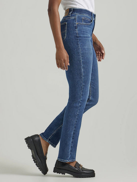 Women's Jean Trousers in Straight Line Cobalt Sheen
