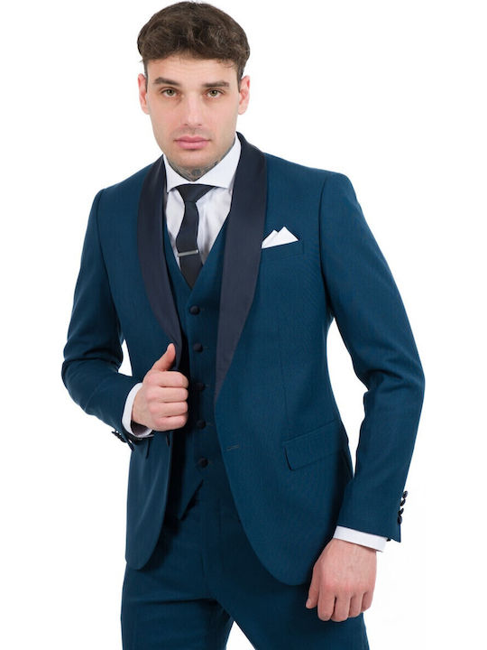 Men's Suit with Vest Slim Fit Petrol (Item J062)