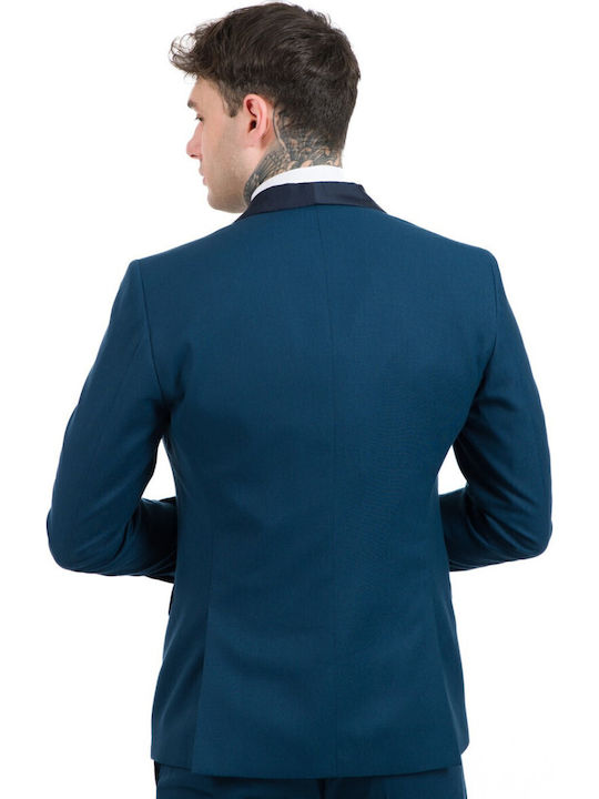 Men's Suit with Vest Slim Fit Petrol (Item J062)