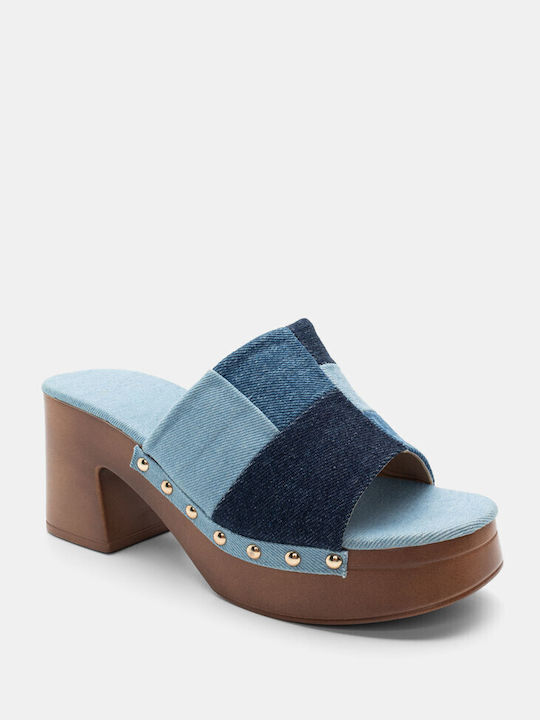 Luigi Heel Mules Blue