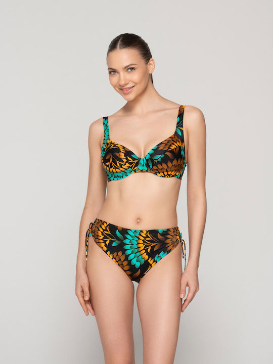 Emerald High-Waisted Bikini Bottom Ruched Print