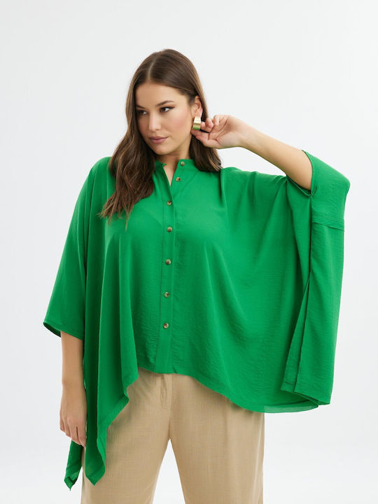 Mat Fashion Mânecă lungă Femeie Cămașă Verde