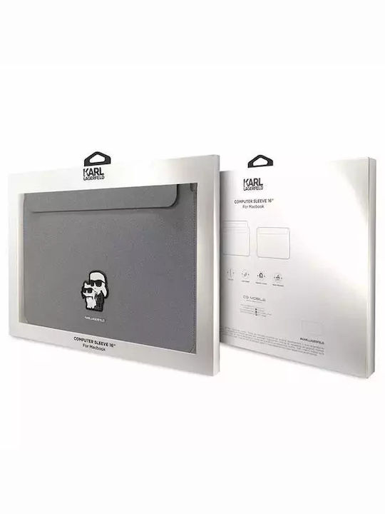 Karl Lagerfeld Saffiano Karl&choupette Θήκη για Laptop 16" σε Ασημί χρώμα
