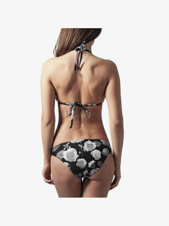 Urban Classics Damen Triangel Bikini Blume Schwarz Tb1168-flblk