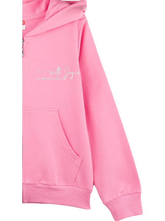 Kids Cardigan Cotton with Hood Pink