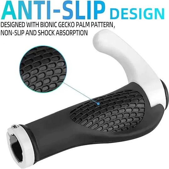 Rockbros BT1007W Ανατομικές Χειρολαβές Ποδηλάτου σε Black/White Χρώμα από πλαστικό