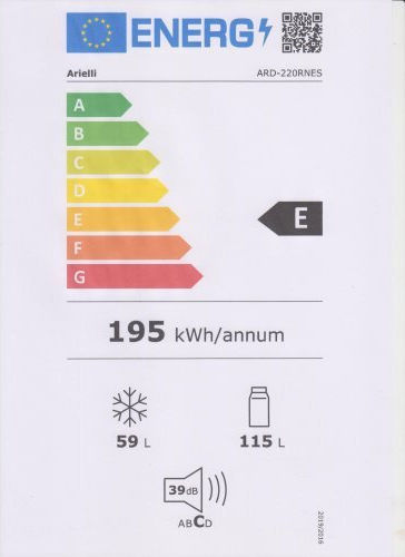 Arielli Kühl-Gefrierkombination 174Es H150xB47xT51.1cm. Inox ARD-220RNES