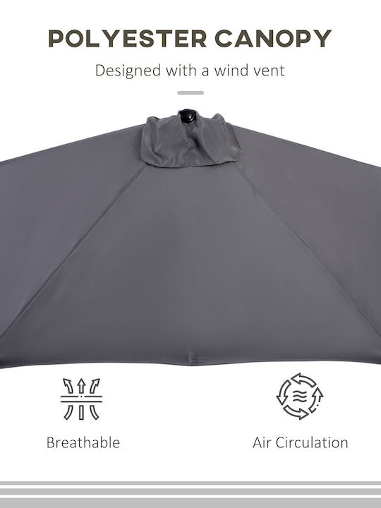 Hanging Circular Aluminum Grey Parasol F2.3xH2.45m