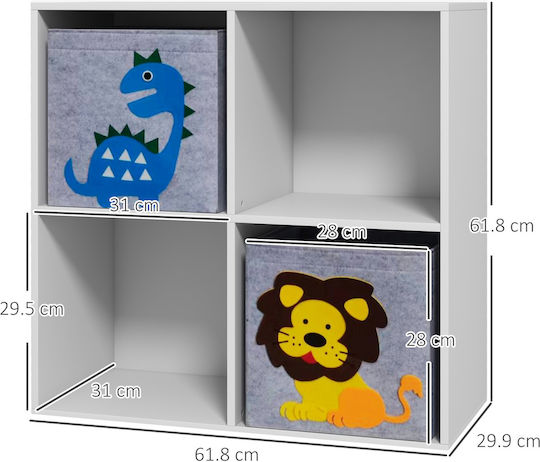 Kinderregal Wandhalterung Weiß 61,8x29,9x61,8cm