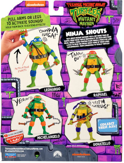 Φigură de acțiune Teenage Mutant Ninja Turtles Mutant Mayhem Movie Deluxe Ninja Shouts cu Sunete pentru copii de 4+ ani 14cm cm