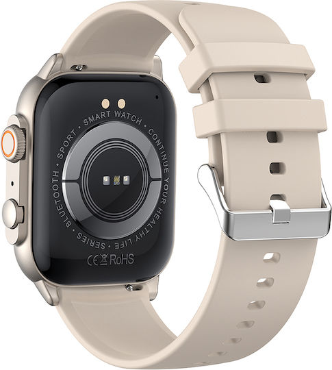 XO J9 Smartwatch με Παλμογράφο (Μπεζ)